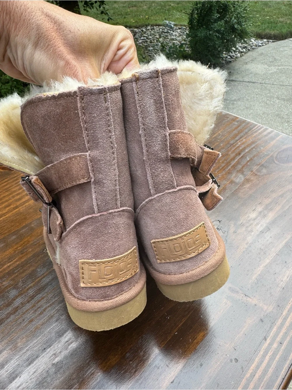 Kids Cozy Shearling Lined Suede Boots - Taupe